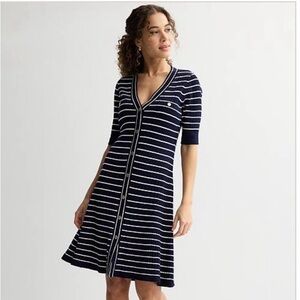 Women’s XL Draper James Navy and White Striped Button-Down Dress